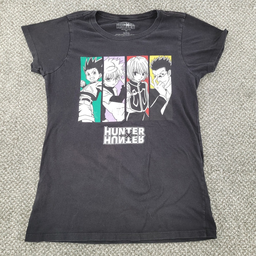 Hunter x Hunter Anime T-Shirt Black Large Gon Killua Kurapika Leorio Nen Chart